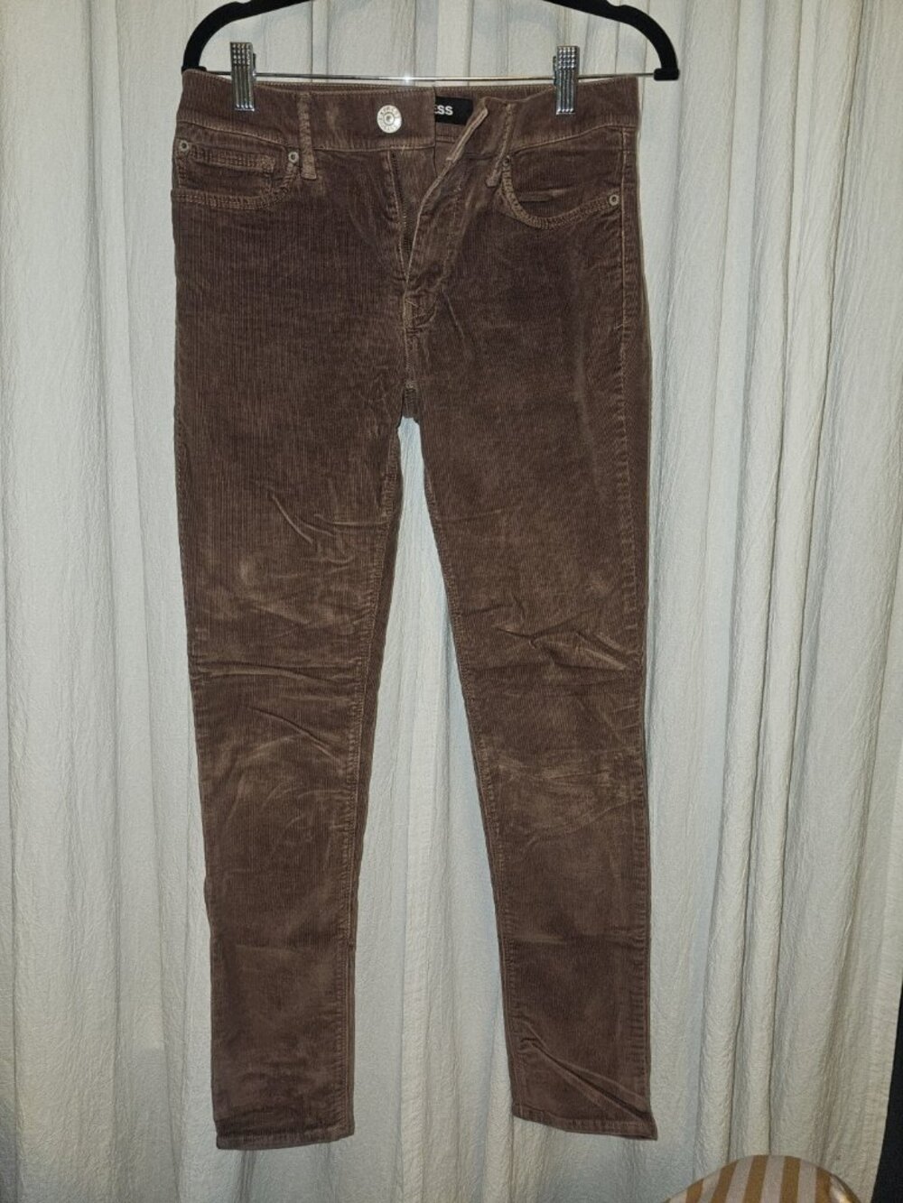 Express Brown Corduroy Legging Pants Size 4 Long Mid Rise Stretch